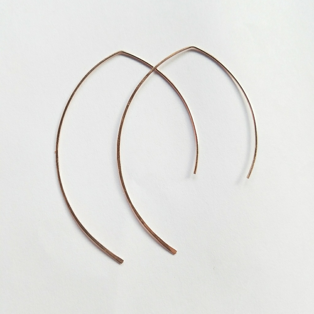 Handmade gold filled threader earrings marquis - Picture 2 of 2